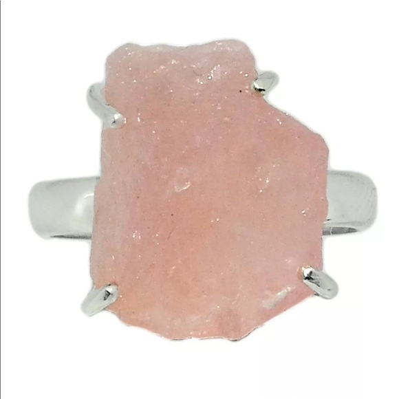 Genuine morganite rose gold 6 & silver ring 8 - Picture 3 of 8